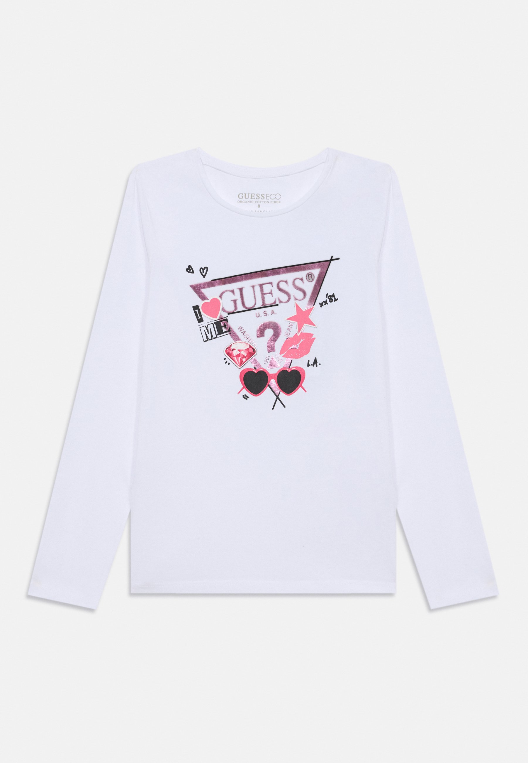 Marca Guess Camiseta Guess Roja Y Blanca Playera Para Mujer Corte