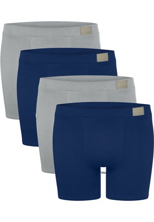 Fyra par herrboxer, två grå och två marinblå. Tillverkade av mjukt tyg med elastisk midja och Sloggi-logotaggar.