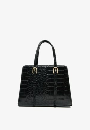 Bershka, TEXTURED WITH BUCKLES - MINAUDIÈRE - Sac à main - black