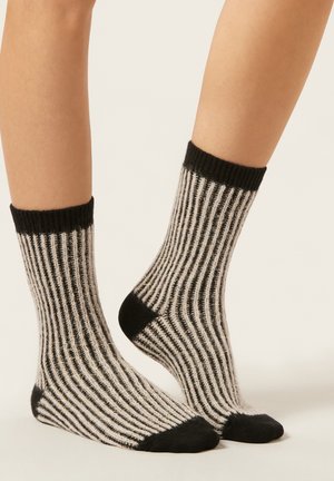 Calzedonia GLITTER - Socks - mottled black, off-white