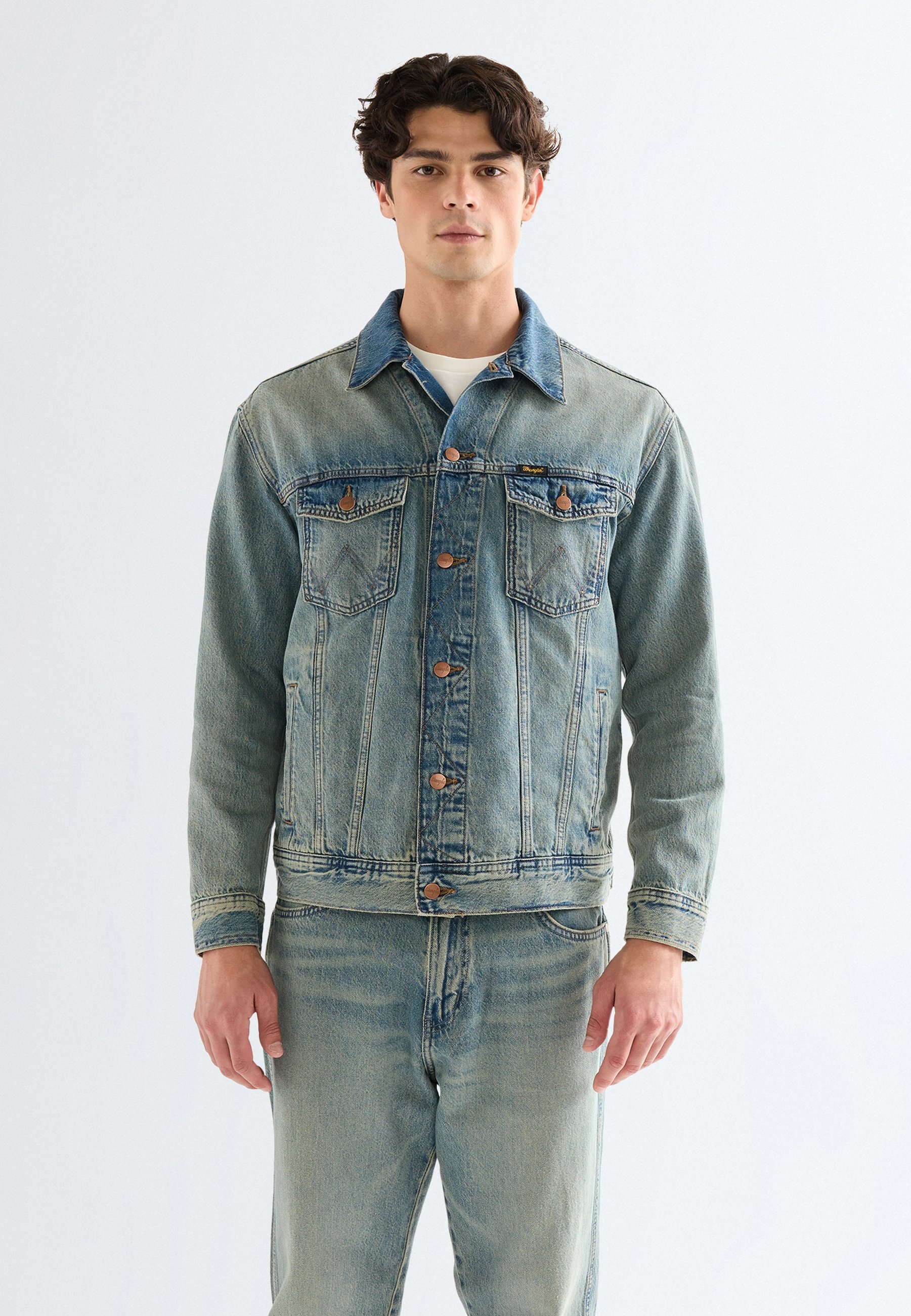 Wrangler ANTI FIT - Denim jacket - canyon shade/stone blue denim
