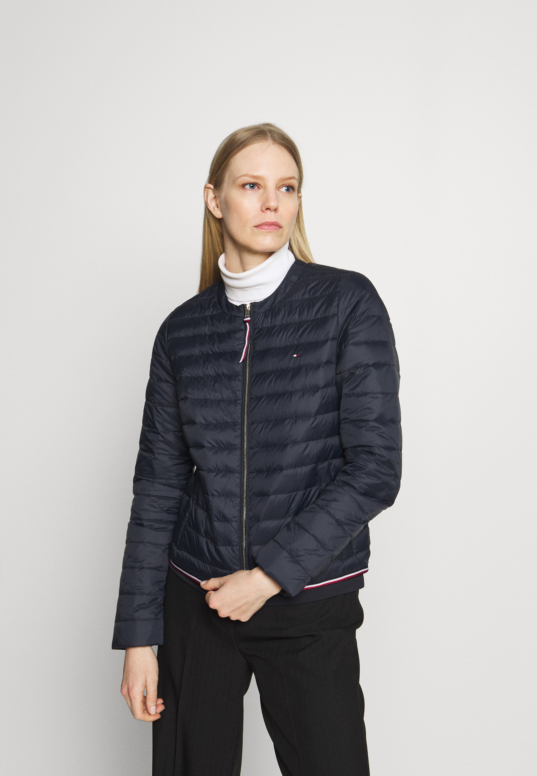 collarless down jacket