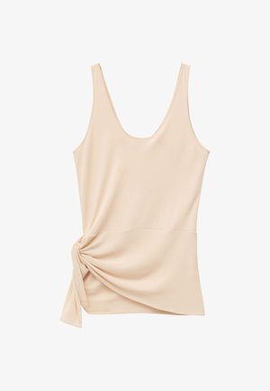 & OTHER STORIES, & OTHER STORIES KNOT-DETAIL SCOOP-NECK TOP - Blouse - light beige