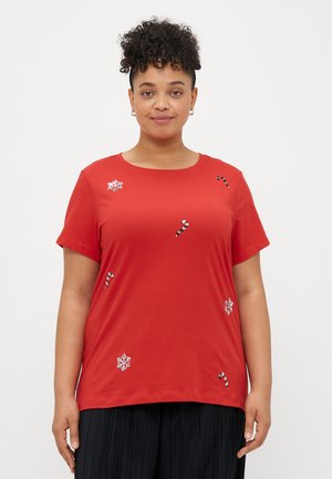 CARXMAS HOLIDAY O NECK TEE - Tričko s potlačou - urban red