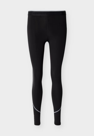 Μαύρο στενό αθλητικό κολάν με ανακλαστικές καμπυλωτές ραφές στα κάτω μέρη των ποδιών και ζώνη μέσης με λογότυπο.