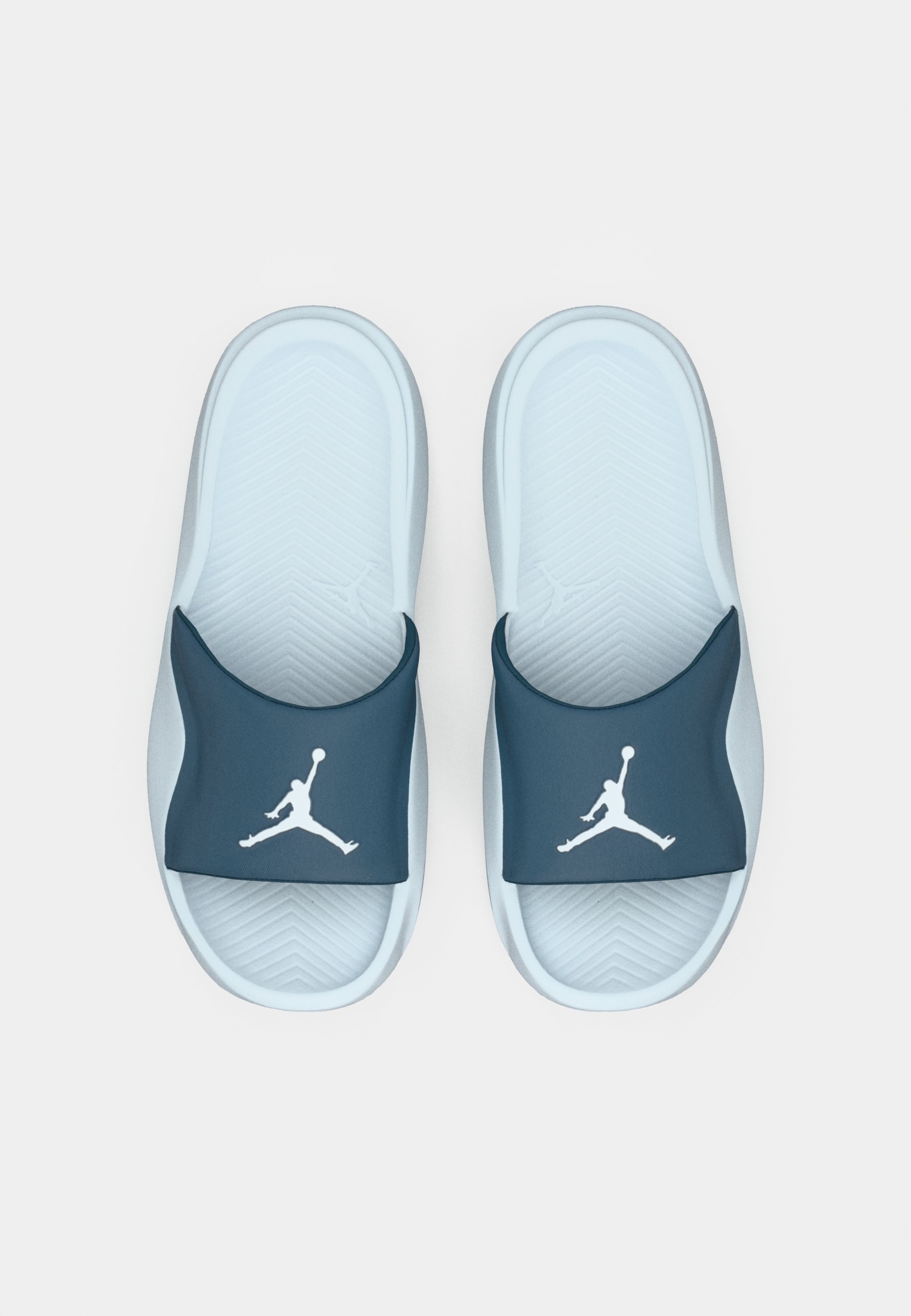 blue and white jordan sandals