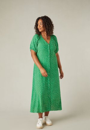 Live Unlimited London SPOT SHIRRED SHOULDER MIDI - Blousejurk - green