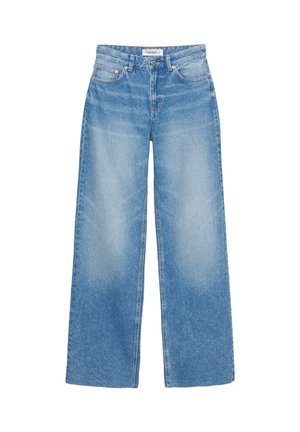 PULL&BEAR, HIGH-WAIST STRAIGHT-LEG JEANS - Wide Leg - blue denim