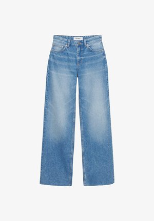 PULL&BEAR, HIGH-WAIST STRAIGHT-LEG JEANS - Wide leg - blue denim
