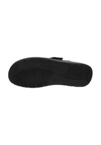 Suola di scarpa nera con pattern di battistrada texturizzato e marcatura della taglia 42, esposta su uno sfondo bianco.