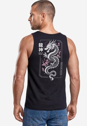 Neverless, TANKTOP HERREN MIT GRAFIK-PRINT - DESIGN SAKURA DRAGON - - Top - slim fit schwarz
