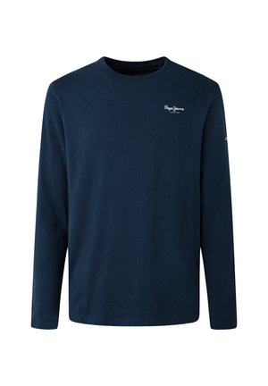 Laivastonsininen, pitkähihainen pyöreäkauluspaita, jossa pieni valkoinen "Pepe Jeans London" -logo vasemmassa ylärintapäässä.