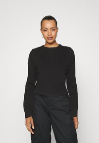 JDY JDYPRIME LIFE O NECK - Stickad tröja - black