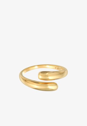 Kuldse tooniga rõngas minimalistliku disainiga. Omab sujuvat, kõverat kuju, mille kaks otsa kitsenevad veidi ning on valmistatud metallist.