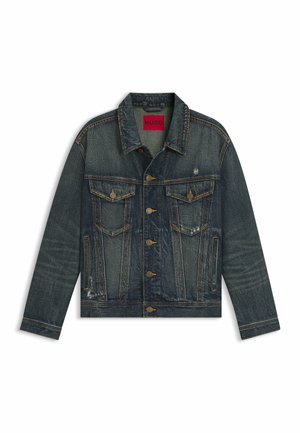 Denimjakke i mørkeblå med en slidt finish. Har knaplukning, to brystlommer og kontrastsyning.