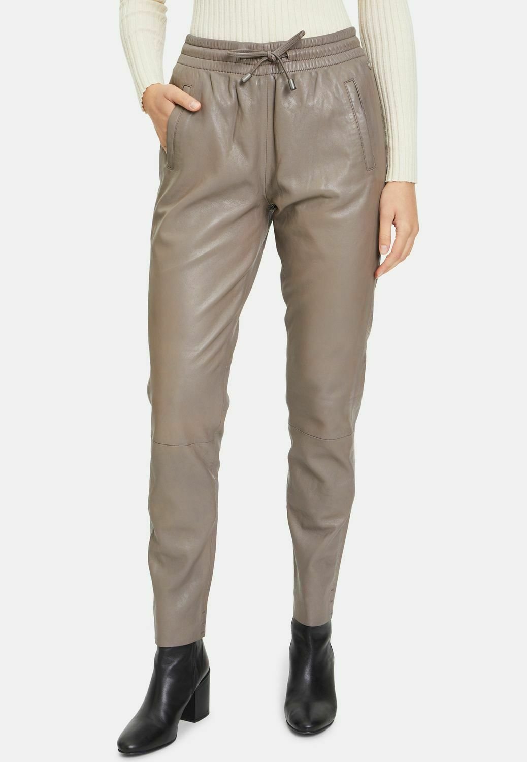 Gipsy by Mauritius GWTARIZA LGARYV Leather trousers taupe