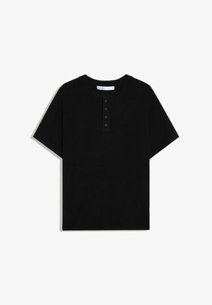 Bershka, HENLEY COLLAR - TSHIRT - Basic T-shirt - black