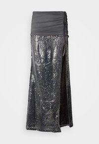 SEQUIN SKIRT WITH FOLD OVER WAISTBAND - Jupe longue - grey