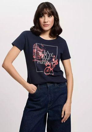 Print T-shirt - ciemnoniebieski