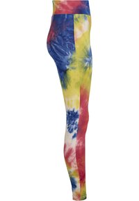 Urban Classics TIE DYE HIGH WAIST  - Leggings - Byxor - royalblue/brightyellow