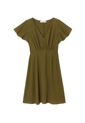 Promod, ROBE COURTE À POIS - Robe de jour - vert olive