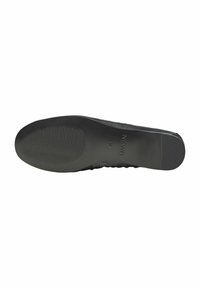 Schwarze Schuhsohle mit gerippter Textur für besseren Halt, gekennzeichnet mit "NEWD" und der Größe "37". Glattes Material mit einer abgerundeten Zehenform.