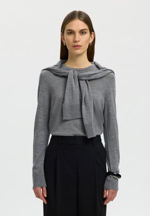 Selected SLFTHEA O-NECK - Πουλόβερ - medium grey melange