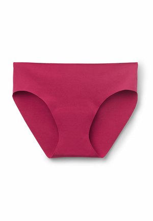 Sømløs magentarød kvinde-bikiniundertøj med en glat finish uden synlige sømme eller udsmykninger.