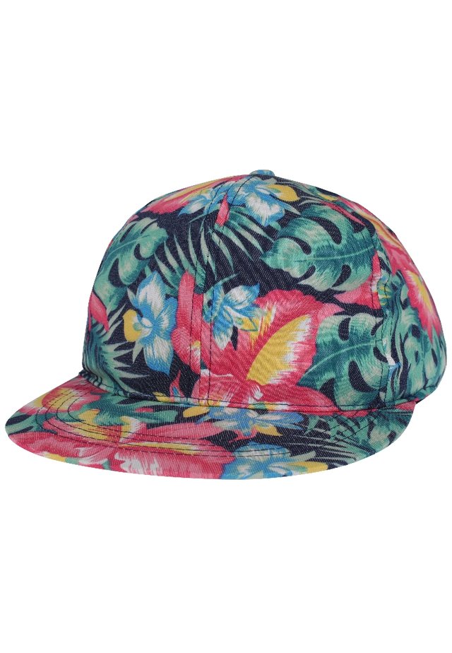 Casquette - dark blue denim/pink-blue flowers