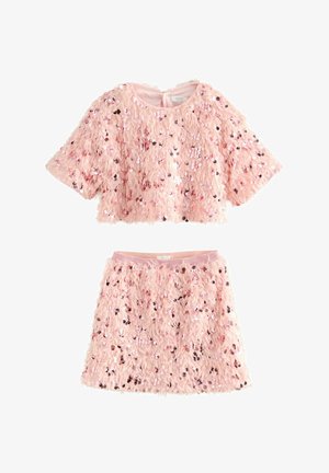 REGULAR FIT SET - Fustă în formă de A - pink fluffy sequin