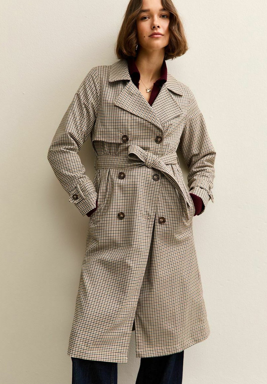 New Look CHECK PATTERN - Trenchcoat - brown pattern/brown - Zalando