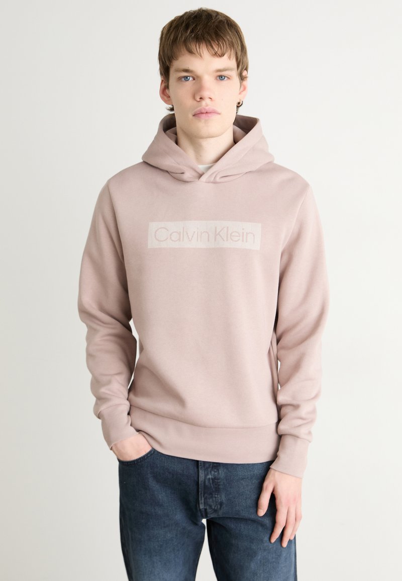 Calvin Klein BOX STRIPED LOGO HOODIE - Kapucni - bark