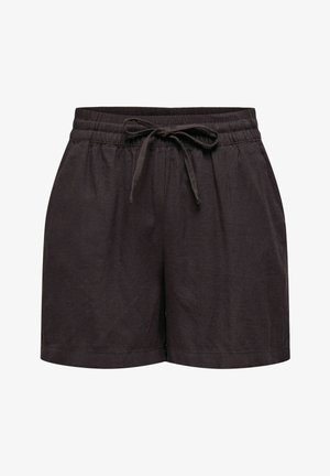 Shorts décontractés noirs avec taille élastique et cordon de serrage ajustable, fabriqués en tissu léger.