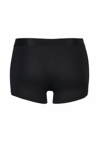 Boxer in cotone nero con una texture liscia, cintura elasticizzata e design aderente. Presenta un taglio a vita media e nessun motivo visibile.