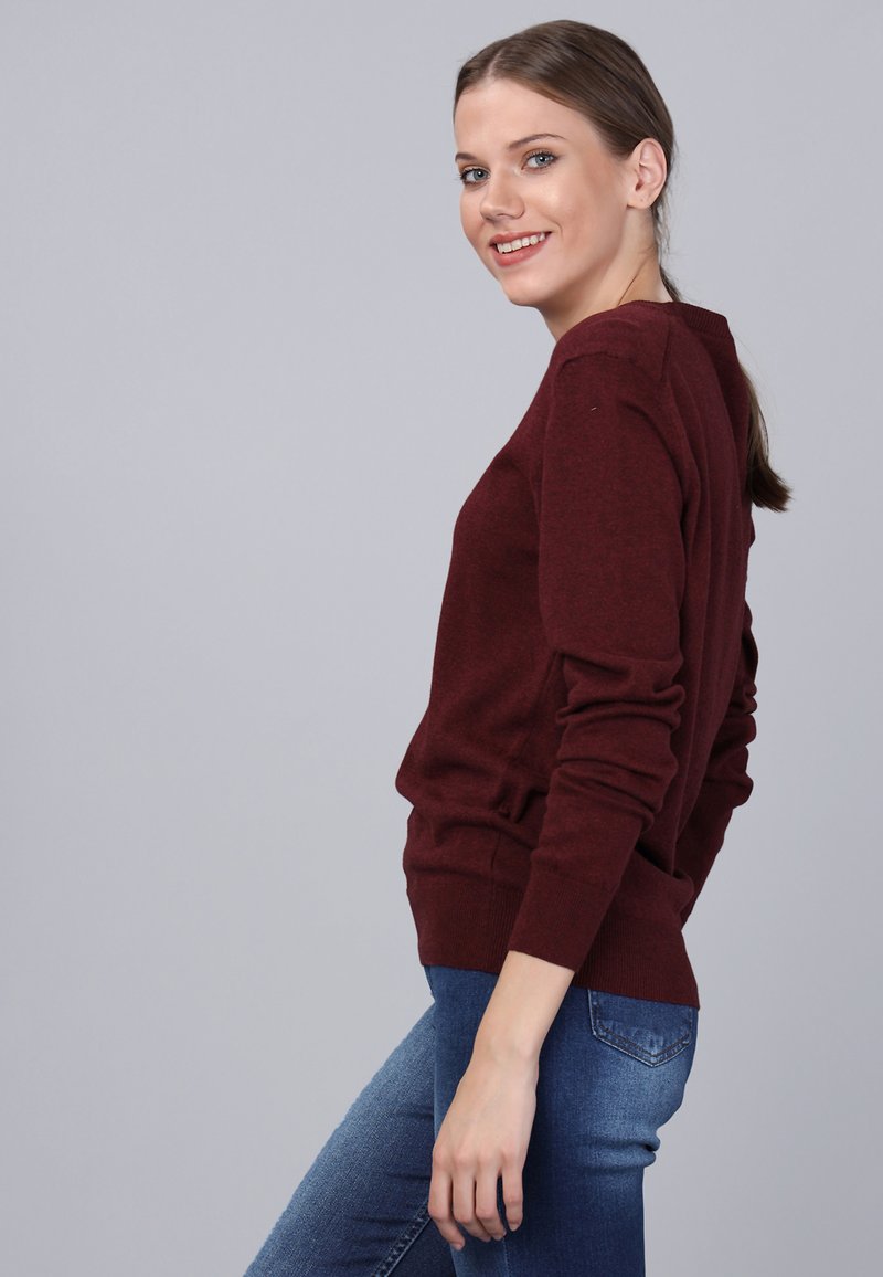 Damen Strickjacken | Basics and More Strickpullover bordeaux melange/bordeaux - EM51131 Damen Strickjacken | Basics and More Strickpullover bordeaux melange/bordeaux - EM51131