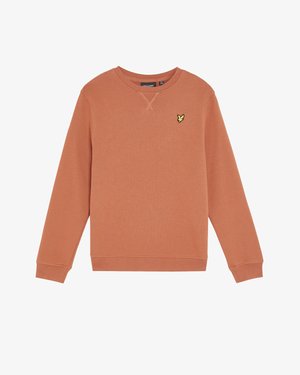 Sweatshirt de cor ferrugem feito de algodão, com decote redondo, mangas longas, punhos canelados e um pequeno logótipo bordado no peito.