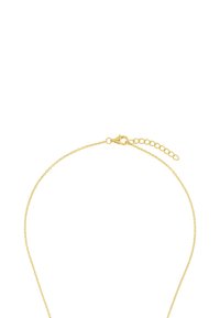 Collar de cadena de oro con un cierre de langosta y longitud ajustable con una pequeña cadena extensora. Textura suave con un acabado reflectante.