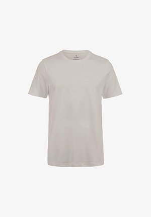 Schlichtes hellgraues T-Shirt mit kurzen Ärmeln und Rundhalsausschnitt, ohne sichtbare Logos oder Muster, vor weißem Hintergrund präsentiert.