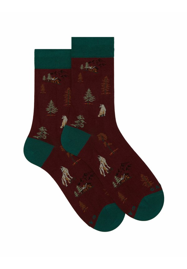 WITH WOLVES IN THE FOREST MOTIF - Socken - ribes