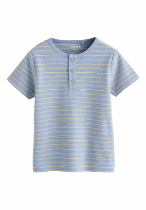 SHORT SLEEVE HENLEY NECK -REGULAR FIT - Nyomott mintás póló - blue yellow stripe