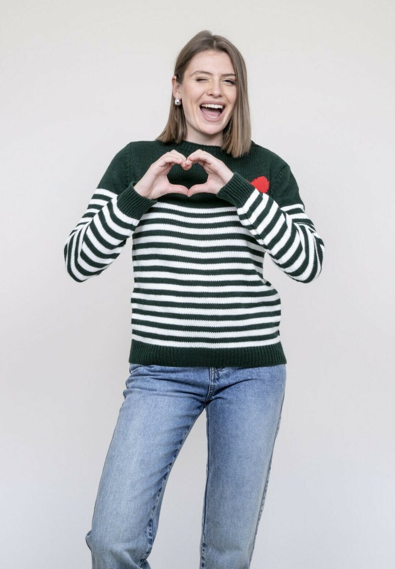 Dona x Lisa COL ROND RAYURES KAROLE - Pullover - vert foncé