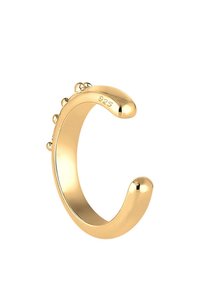 Anillo abierto de color dorado hecho de plata 925, con suaves curvaturas y pequeños acentos redondeados a lo largo de la banda para un detalle añadido.