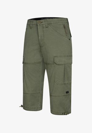 Cargo shorts i olivengrøn, lavet af blødt bomuld. Har flere lommer og justerbare søm med justeringsdetaljer.