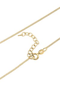 Zlata veriga z ogrlico s tkanim teksturo, z zaponko na jato in nastavljivimi povezavami. Oznake kažejo na kakovost sterling srebra (925).