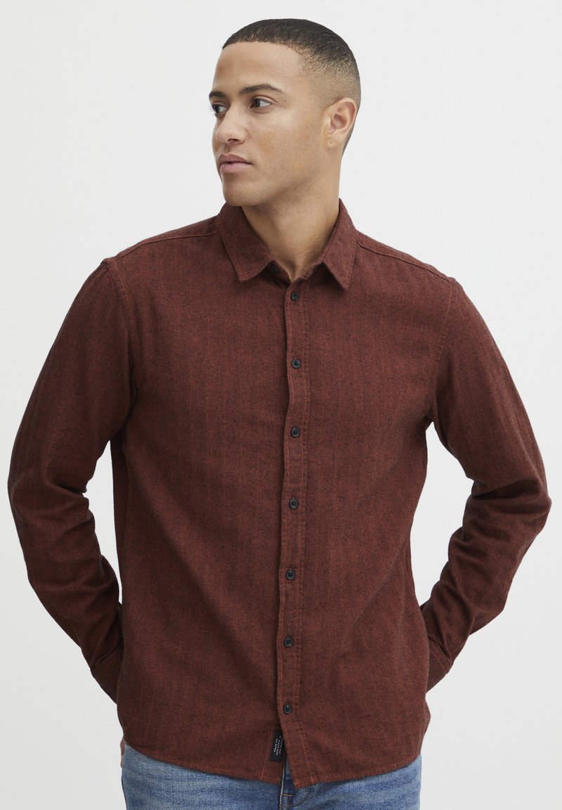 Linen stripe shirt - Burnt Brick