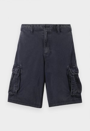 Shorts cargo marine en tissu durable, dotés de deux poches latérales, d'une fermeture par bouton à l'avant et de détails cousus le long des coutures.