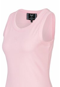 Helles Rosa, ärmelloses Top aus geripptem Stoff mit rundem Ausschnitt. Mit einem dezenten Logodetail über dem Brustbereich.