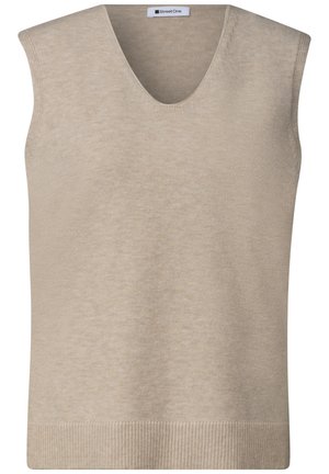 Street One, SOLID-COLOR V-NECK SWEATER - Top - light sepia sand mel