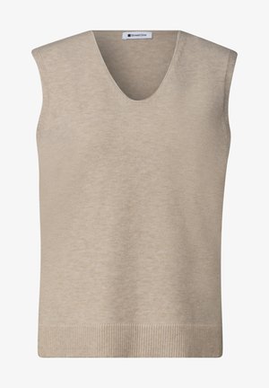 Street One, SOLID-COLOR V-NECK SWEATER - Top - light sepia sand mel
