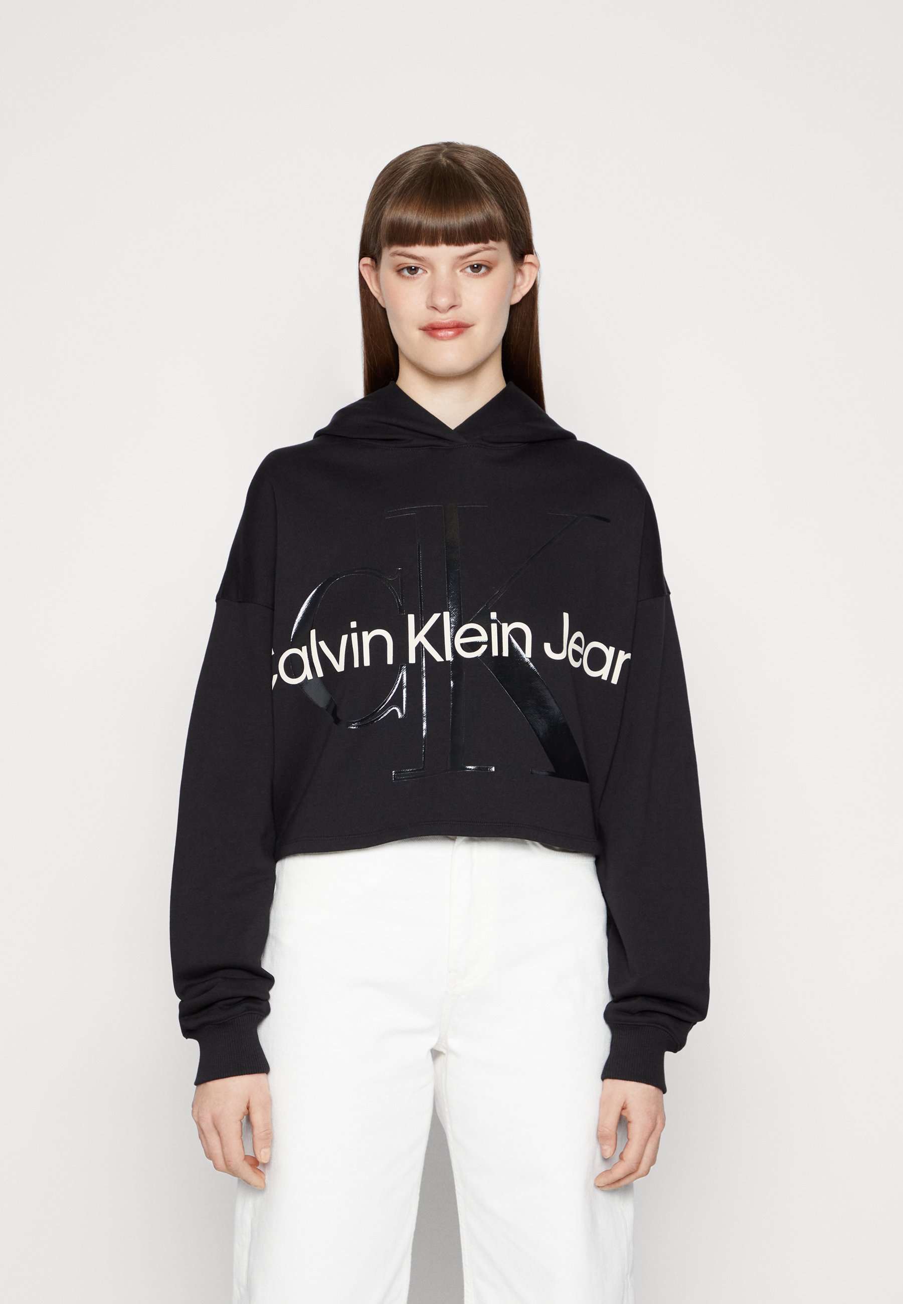 glossy jet black sweatshirt